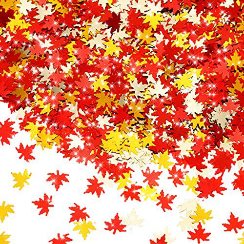 100 Grams Maple Leaf Confetti Chunky Glitter Autumn Leaves Nail Art Flake Fall Leaf Glitter Nail Sequins for Party Wedding Festival Nail Art Decorations Beauty Make Up