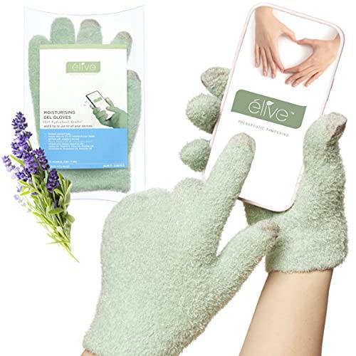 Élive Hand Moisturizing Gloves Overnight - Essential Jojoba Oil, Vitamin E Infused Gel Lining, Cotton Touch Screen Finger Tips, Hand Spa Dry Hands Treatment, Manicure Cuticle Repair Glove, Nurse Gifts