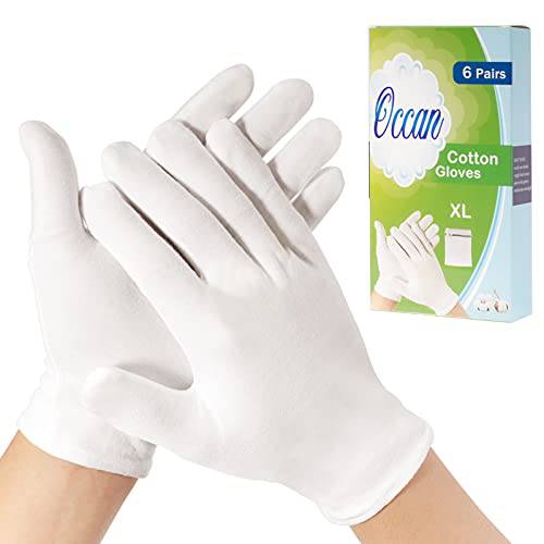 Occan Moisturizing Gloves 30 Pairs for Men and Women, White Cotton Gloves for Overnight Bedtime Use, Moisturizing Gloves for Dry Hands, Eczema, Sensitive Skin