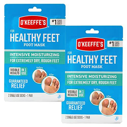 O’Keeffe’s Healthy Feet Intensive Moisturizing Foot Mask, One Pair Single-Use Socks, (Pack of 2)