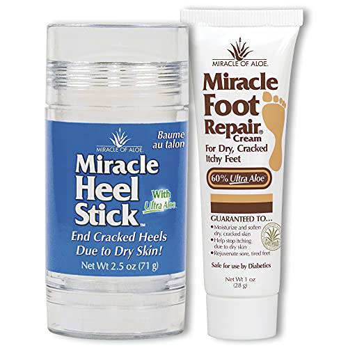 Miracle Heel Stick 2.5 oz stick and Miracle Foot Repair 1 oz. tube | Made with Pure UltraAloe Gel | Keeps Feet and Heels Looking and Feeling Their Very Best
