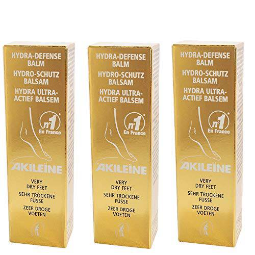 Akileine 3 Pack of BEST Foot Cream for dry cracked heels and feet,calluses,corns,aching feet,athletes foot,toenail fungus,odor,split,chapped,chafed and more. 24 hours non-stop moisturizing action