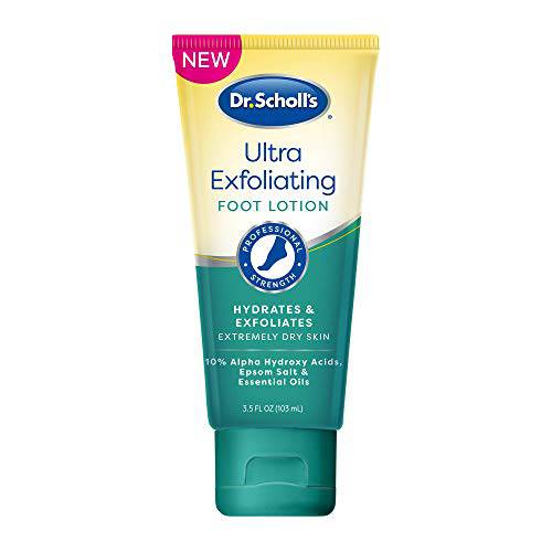 Dr. Scholl’s Ultra Exfoliating Foot Lotion Cream with Urea for Dry Cracked Feet Heals and Moisturizes for Healthy Feet, 3.5 Ounce