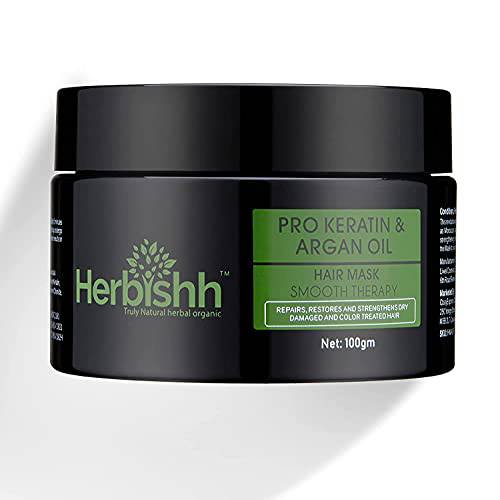 Herbishh Argan Hair Mask-Deep Conditioning & Hydration For Healthier Looking Hair for very Dry, Weak, Stressed Out Hair, No Sulphates, No Parabens