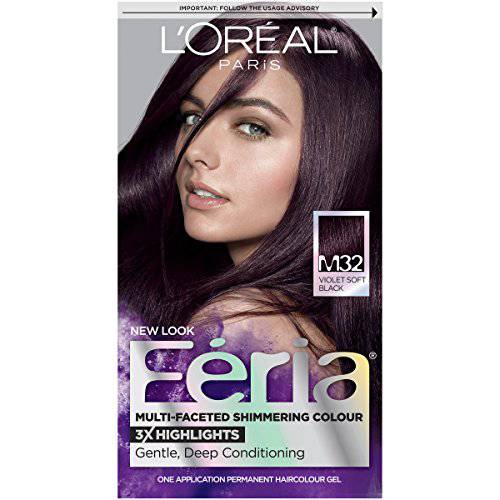 L’Oreal Paris Feria Multi-Faceted Shimmering Permanent Hair Color Hair Dye, M32 Midnight Star (Violet Soft Black)