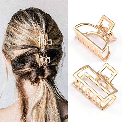 Brinie Hair Claw Gold Hair Clips Mini Non Slip Claw Clips Hair Accessories Daily Party Gift for Women and Girls (2 PCS)