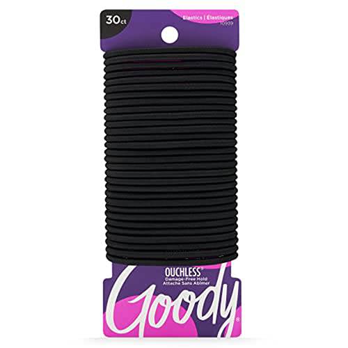 Goody Ouchless Elastic Thick Hair Tie - 30 Count, Thread Space - Medium Hair to Thick Hair - Hair Accessories for Girls