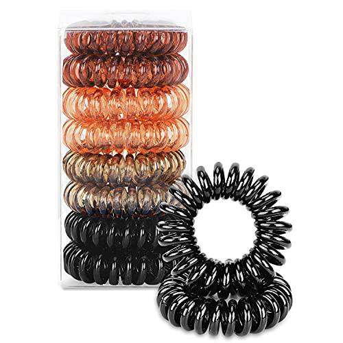 Spiral Hair Ties, Super Comfy Coil Hair Ties for Thick Hair, No Crease Phone Cord Hair Ties, Strong Grip Ponytail Holder Elastics for Girls and Women(8Pcs, 4 Color Available)