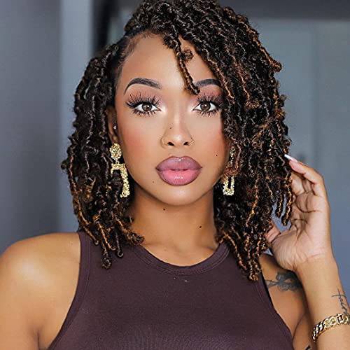 Butterfly Locs Crochet Hair 12inch 8packs Pre Looped Distressed Faux Locs Crochet Hair Butterfly Faux Locs Crochet Hair Short Bob Twist Braids Hair (12inch(pack of 8), 613)