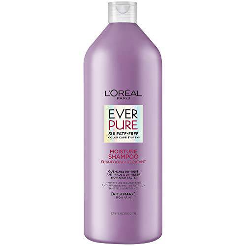 L’Oreal Paris EverPure Moisture Sulfate Free Shampoo for Color-Treated Hair, Rosemary, 33.8 Fl Oz