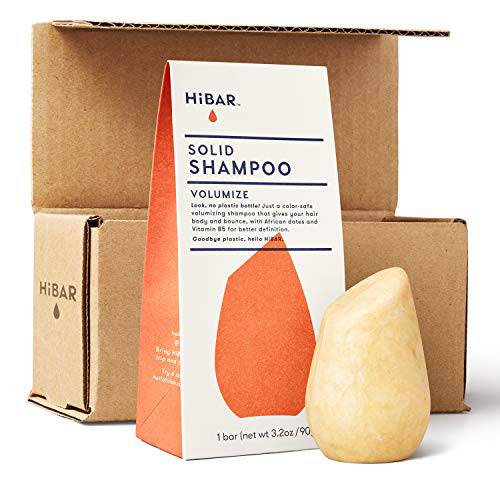 HIBAR Shampoo Bar, All Natural Hair Care, Plastic Free, Made with Eco Friendly Ingredients, Travel Size, Color Safe, Solid Sustainable Bars, Zero Waste (Volumize)