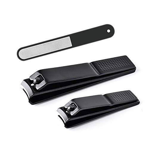 Generic Nail Clipper Set – Black Stainless Steel Fingernails & Toenails Clippers File with Metal Case