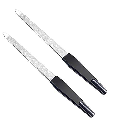 2pcs Stainless Steel Metal Nail File Plastic Handle Sapphire Nail Sanding File Nail Buffer Nail Care Manicure Pedicure Accessories Tool (6.8)