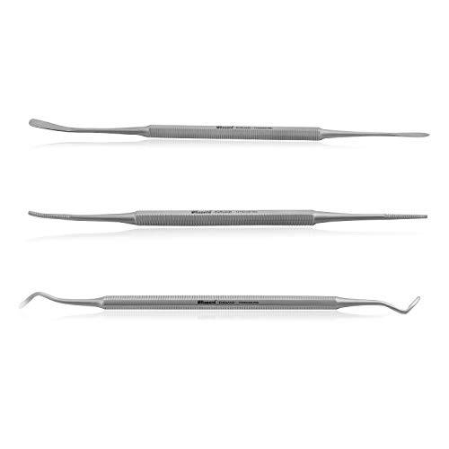 Ingrown Toenail File Set by Blizzard – 3 Piece Double-Ended Tool Kit with Blacks File, Nail Cleaner and Lifter for Cleaning and Care of Ingrown Toenails - Premium Stainless Steel