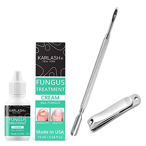 Karlash Nail Fungus Treatment for Toenail and Fingernail, Maximum Strength Antifungal Nail Treatment Made in USA Nail Fungus Skin Care 0.5 oz Cream (KIT)