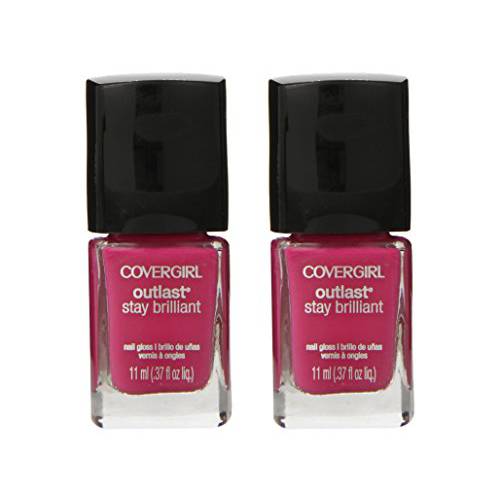 CoverGirl Outlast Stay Brilliant Nail Gloss, Tickled Pink [165] 0.37 oz (Pack of 2)