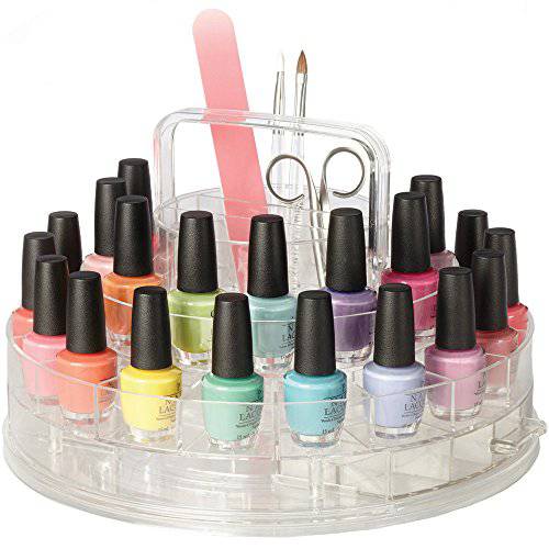 Richards Homewares Clearly Chic Nail Polish and Accessories Organizer, Hold Upto 30-Bottles, Clear