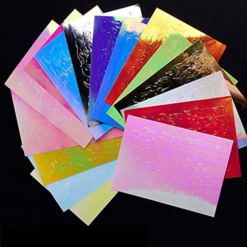 Butterfly Fire Flame Nail Stickers,32PCS Holographic Reflections Fire Butterfly Heart Star Nail Art Decals 3D Vinyls Nail Stencil for Nails Manicure Tape Adhesive Foils DIY Decoration