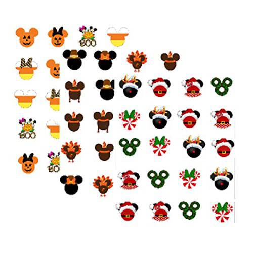 60 Fall / Winter Holiday Mouseketeers Theme Nail Art Decals ( Halloween, Thanksgiving, Christmas)