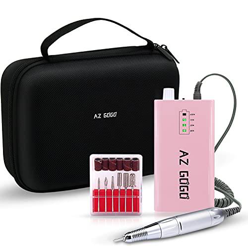 AZ GOGO Professional Nail Drill Machine, 30000 rpm Portable Electric Nail Drill for Acrylic Nails - Efile Manicure/Pedicure Kit (Pink with EVA Bag)