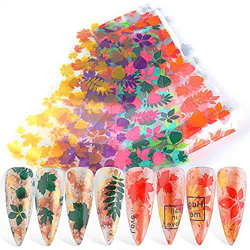 Flower Nail Art Stickers, Leaves Foil Nail Art Transfer Stickers Designs Supply Winter Early Spring Flowers Leaves Nail Decals, Christmas Decoration DIY Holiday Nail Stickers for Women Manicure Decoration