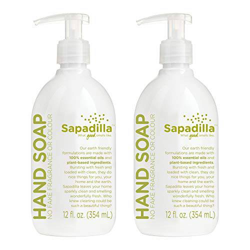 Sapadilla Rosemary + Peppermint Biodegradable Liquid Hand Soap Pump, 12 Ounce, (Pack of 2)