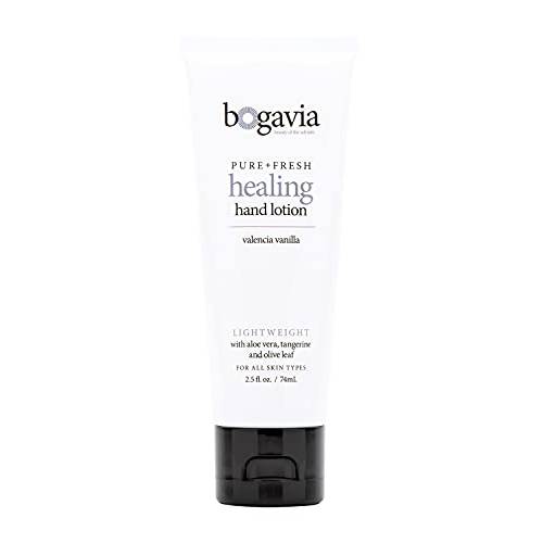 Bogavia Healing Hand Lotion | Moisturizing Hand Cream for Dry, Cracked, Calloused Hands and Knuckles | Aloe Vera, Tangerine and Shea Butter | Vegan, Gluten Free, No Artificial Preservatives