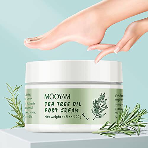 Foot Cream for Dry Cracked Heels Repair Tea Tree Oil Foot Moisturizer for Dry Feet with Urea Foot SPA Hand Cream For Callused Feet Elbow Knees Rough Skin Intensive Moisturizing Softening 4.2 OZ