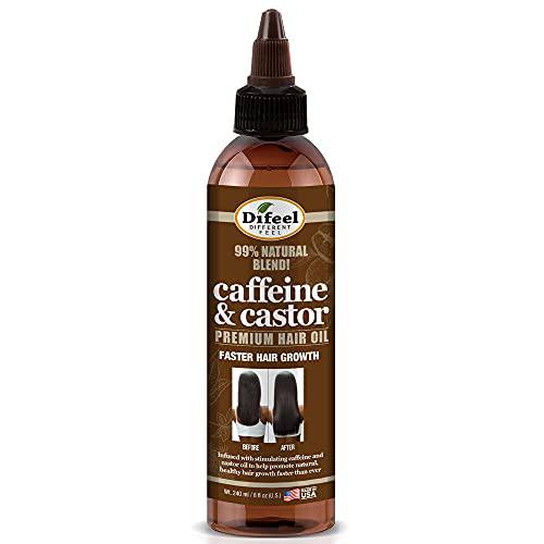 Difeel 99% Natural Premium Hair Oil - Caffeine & Castor Fastest Hair Growth Hair Oil 8 oz.