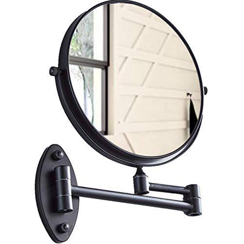 HIHIA Wall Mounted Magnifying Mirror with 10x Magnification, Oil Rubbed Bronze 8 Inch Double-Sided Swivel Makeup Mirror Wall, 12 Inch Extension