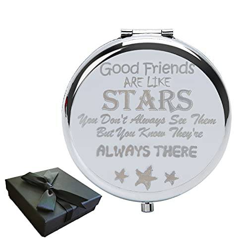 Gogozpxy Gift for Best Friend Women – Birthday Gift Ideas Silver Compact Mirror Best Friends Women Pinky Pomise Gifts for Friends Unique Thank You Gifts for Women