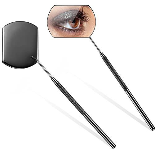 2 Pieces Lash Mirror, Mirror for Eyelash, Large Square Mirror Stainless Steel Eyelash Mirror Lash Tools Eyelash Extensions (Black)