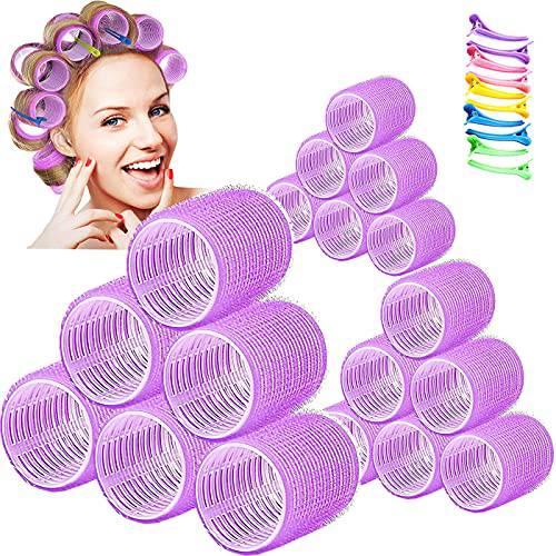 Jumbo Hair Rollers, Self Grip Hair Curlers for Long Hair, 28Pcs Large Hair Roller Sets with Colored Clips, No heat Salon Hairdressing Curlers Rollers for Women (3 Size)