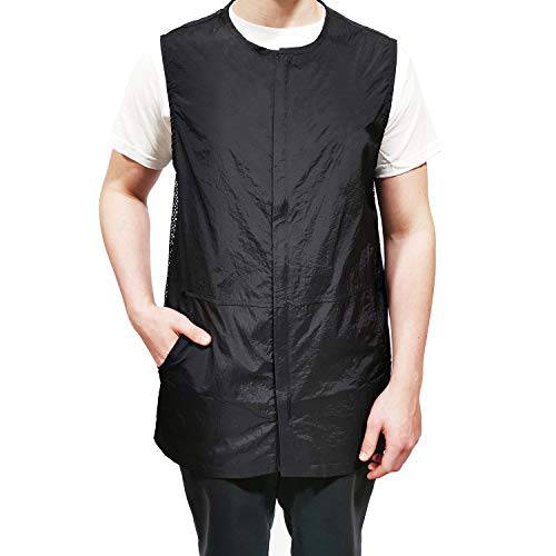 Jordan Mesh-Back Barber Vest with Personalized Name and Logo Embroidery for Haircut Barbershop (L, BLACK)