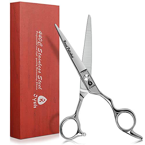 Jyuh Professional Hair Cutting Scissors, 6.5’’ Hair Cutting Scissors Sharp Barber Shears Set 440C Japanese Stainless Steel for Senior Hairdressing Salon with Adjustment Screw & Clean Oil & Cloth