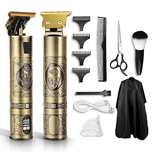 pynogeez Cordless Hair Clippers for Men Professional Hair Trimmer LCD Display 0mm Baldheaded Clippers for Hair Cutting Men Grooming Kits Rechargeable, Gold