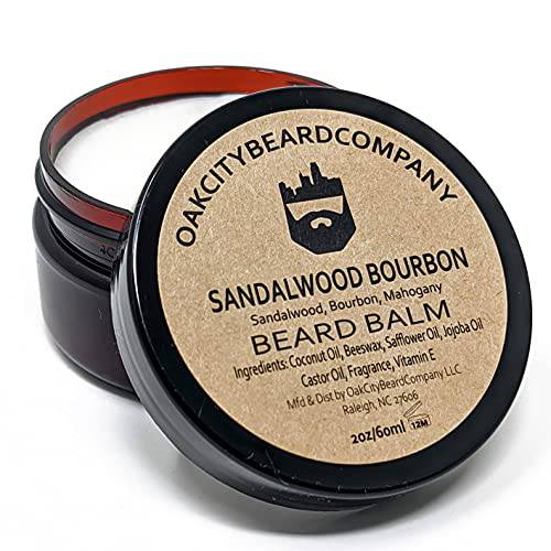 Oak City Beard Company - Sandalwood Bourbon - 2 Ounce - Beard Balm - Sandalwood - Bourbon - Mahogany - Beard Conditioner