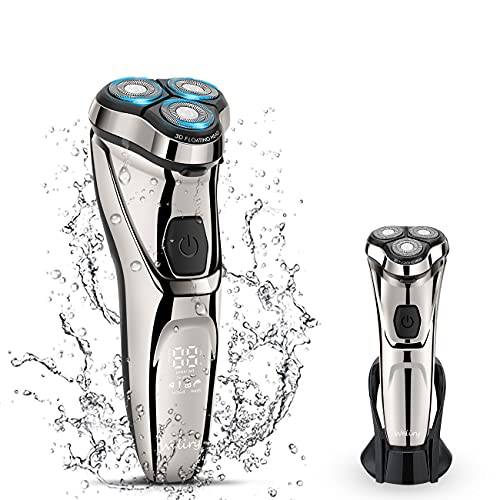 WELIRY Electric Razor for Men Electric Shaver Mens for Shaving with Pop-up Trimmer Electric Rotary Shavers for Men Wet & Dry Cordless Waterproof USB Rechargeable