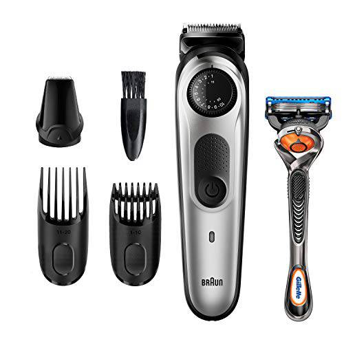 Braun Beard Trimmer BT5260, Hair Clippers for Men, Cordless & Rechargeable, Mini Foil Shaver, Detail Trimmer with Gillette ProGlide Razor