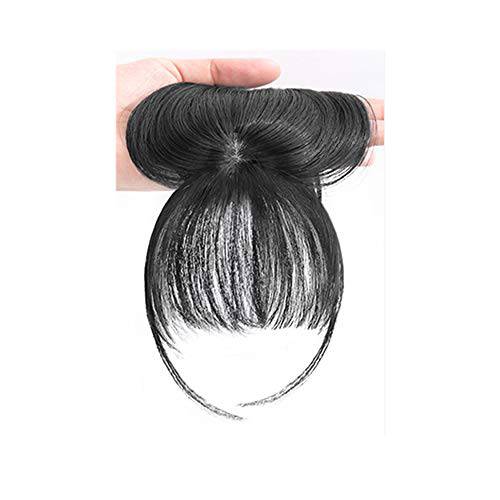 XIAOYAOJING 3D Large Hair Bangs Clip 100 Natural Human Faux Bangs Clip on Bangs for Daily Wear Lightly Curved(black)