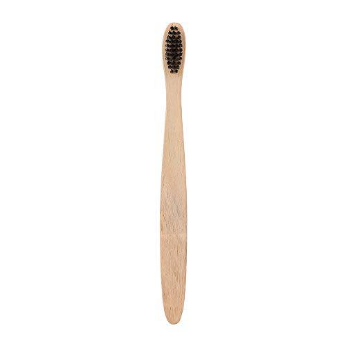 Natural Wood Toothbrush, Soft Charcoal Bristles, Eco-Friendly, Single, Black