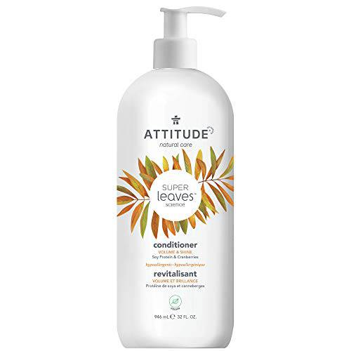 ATTITUDE Hair Conditioner, Plant and Mineral-Based Ingredients, Vegan and Cruelty-free Beauty and Personal Care Products, Volume & Shine, Soy Protein & Cranberries, 32 Fl Oz