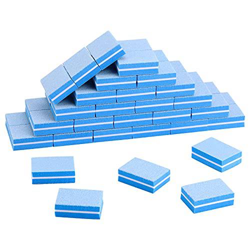 50 Pcs Mini Buffers for Nails 180/100 Grit Buffer for Acrylic Nails for Nail Care(Blue)