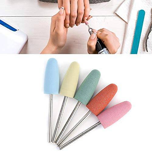 5pcs Nail Drill Bits Set,Nails Drill Bit Set Silicone Rubber Electric Grinding Head for Manicure Pedicure Nail Polishing Burr