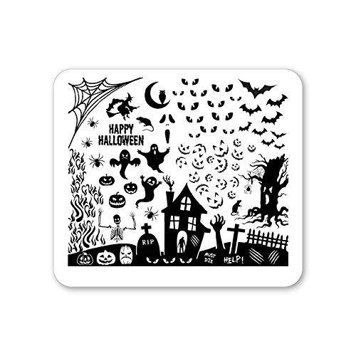 Winstonia Halloween Nail Art Stamping Plate Scary Fun Image Manicure Art - Haunted House