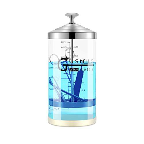 Gusnilo sanitizing jar (30 ounces) with stainless steel tray, comb-shaped disinfection jar,Disinfectant Glass Jar suitable for nail tools,hairdressing tools, scissors,Nail art,beauty tools
