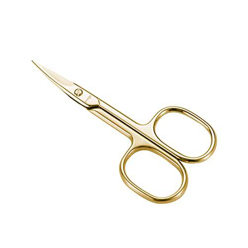 LIVINGO Professional Nail Cutter Scissors, Multi-purpose Sharp Curved Blade Stainless Steel Manicure Cuticle Pedicure Fingernail & Toenail Grooming Tool with Case, Eyebrows/Eyelash Use, 3.5” Gold