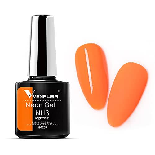 VENALISA Neon Gel Nail Polish，Summer Bright Neon Orange Color Soak Off Gel Polish Nail Art Manicure Salon Designs Home DIY Use