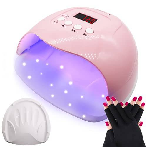 RedFlow UV LED Nail Lamp,UV LED Light Gel Nail Polish Curing Lamp,UV Nail Dryer LED Light for Gel Polish,Uv Light with Palm Print Auxiliary Irradiation Position,with UV Protection Gloves