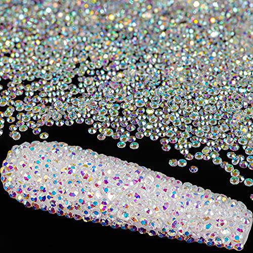 5000PCs 1.2mm Mini AB Glass Crystals for Nail Art Manicure Iridescent Long Lasting Like Swarovski Shine Rhinestone Bead Gem Jewelry Diamond by BELLEBOOST
